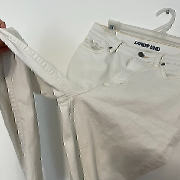 LANDS' END High Rise Slim Ankle Jean White Light Wash? High Waisted Cropped Crop - Picture 6 of 12